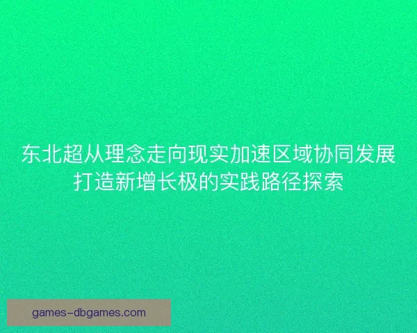 东北超从理念走向现实加速区域协同发展打造新增长极的实践路径探索